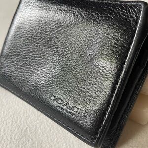 Authentic Coach black leather bifold wallet. Mens walle